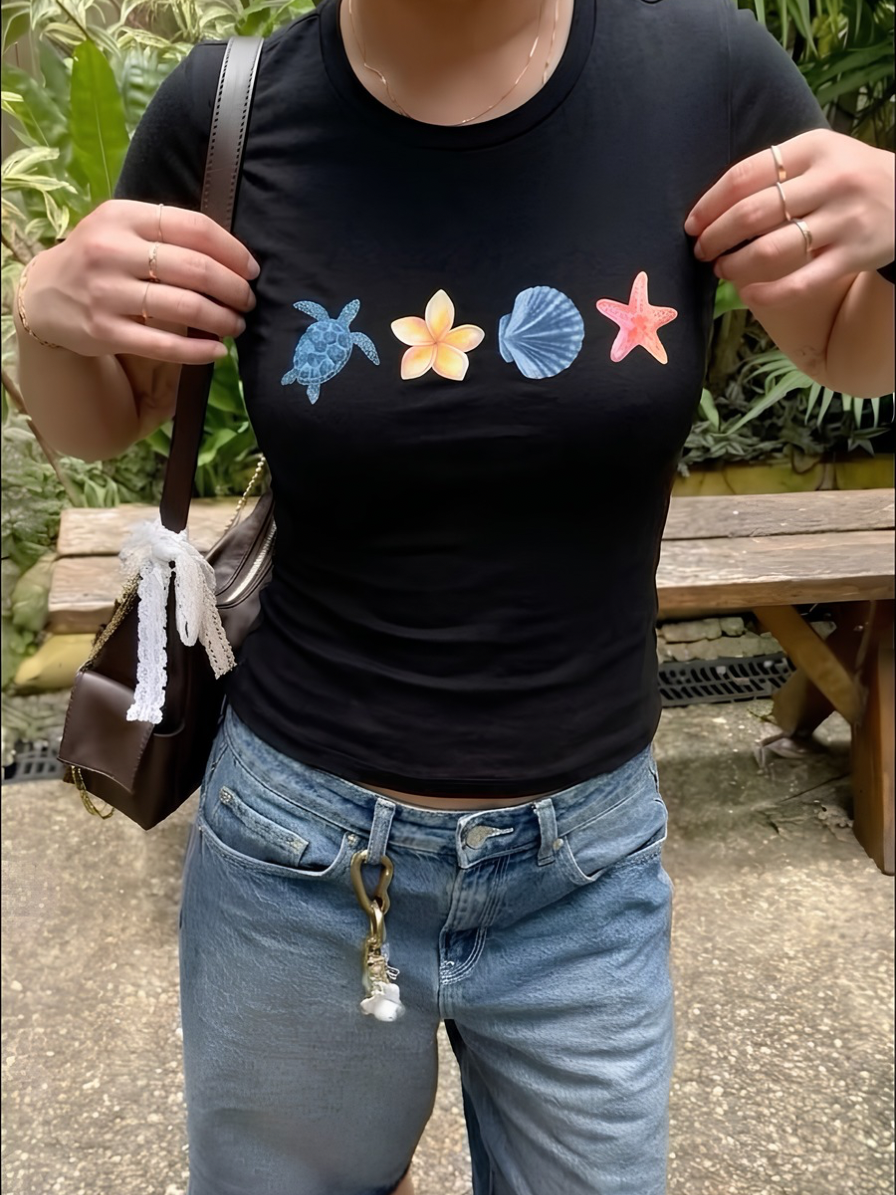 Black graphic baby tee