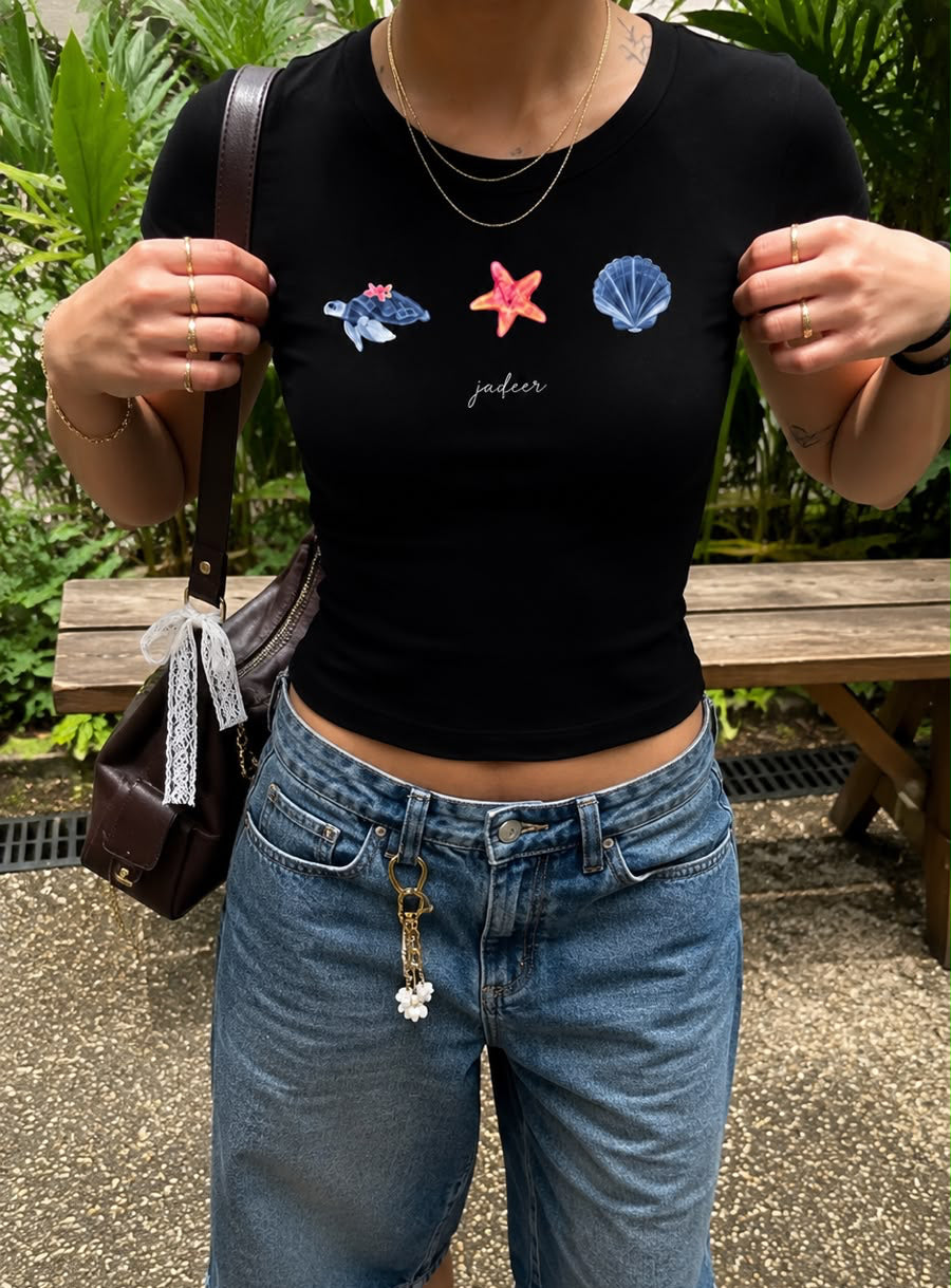 Black graphic baby tee